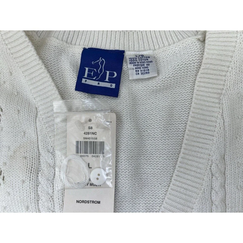 Vtg EP PRO Womens L Peplum Floral Knit Sweater Vest Romantic Cottagecord Spring‎ - Picture 6 of 11